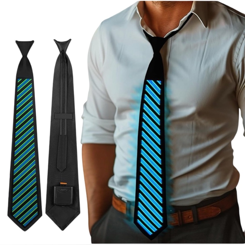 Sound-Activated LED Glow Tie – Light-Up Party Showstopper